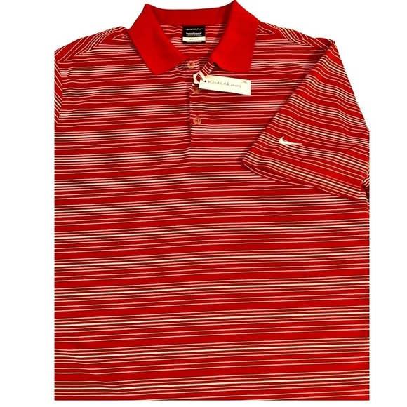 Nike Dry Fit Golf Shirt, Mens, Red/White, Large - Picture 3 of 7